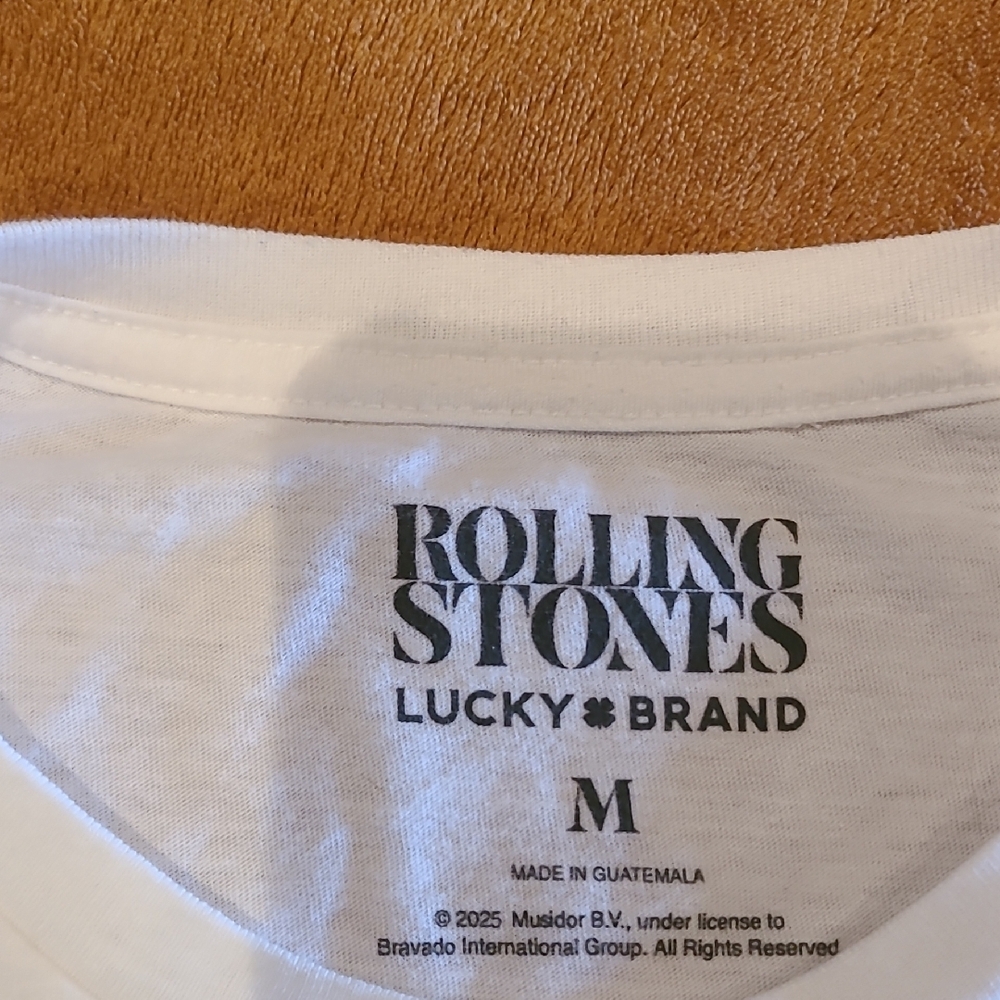 Lucky Brand White Graphic Tee with Red and Blue Sequin Design - Picture 2 of 4